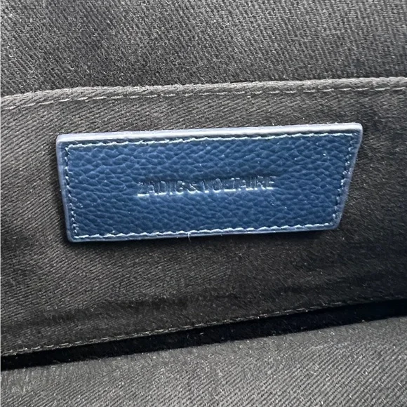 ZADIG & VOLTAIRE Leather Crossbody Clutch Bag Navy Blue NWT - Picture 10 of 15
